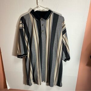 Vintage 90s Polo Shirt Men’s 3xlT Colorblock Retro Stripped